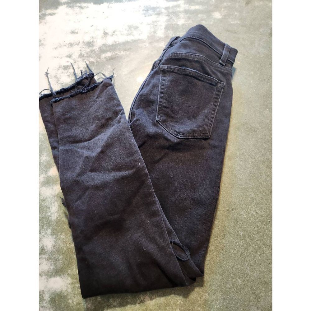 REFORMATION  Camille Stretch Crop Cigarette distressed Black Denim Jeans sz 24